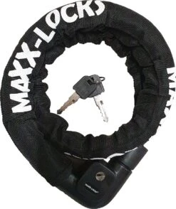 Maxx-Locks Bulls Kettingslot - Solid Pantserslot Uit Gehard Staal - Gebruik Slot Lock Motor Scooter Fiets Motorslot Scooterslot - Alternatief Voor Ketting Ringslot Cijferslot Kabelslot Beugelslot - Lengte 100CM Dikte 8MM - Zwart -Fietsenwinkel 1007x1200