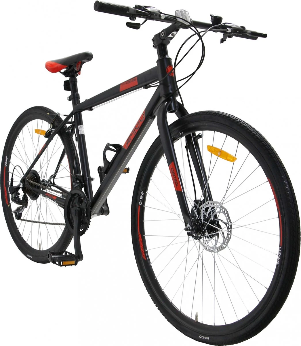 Amigo Control - Mountainbike 28 Inch - Voor Dames En Heren - Met 21 Versnellingen - Zwart/Rood 4 Amigo Control - Mountainbike 28 Inch - Voor Dames En Heren - Met 21 Versnellingen - Zwart/Rood - Image 2