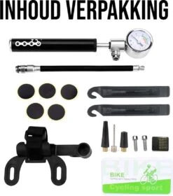 LHP Fietspomp Mini - Analoog Drukmeter - Inclusief Naaldventiel En Fietsbandreparatieset -Fietsenwinkel 1058x1200