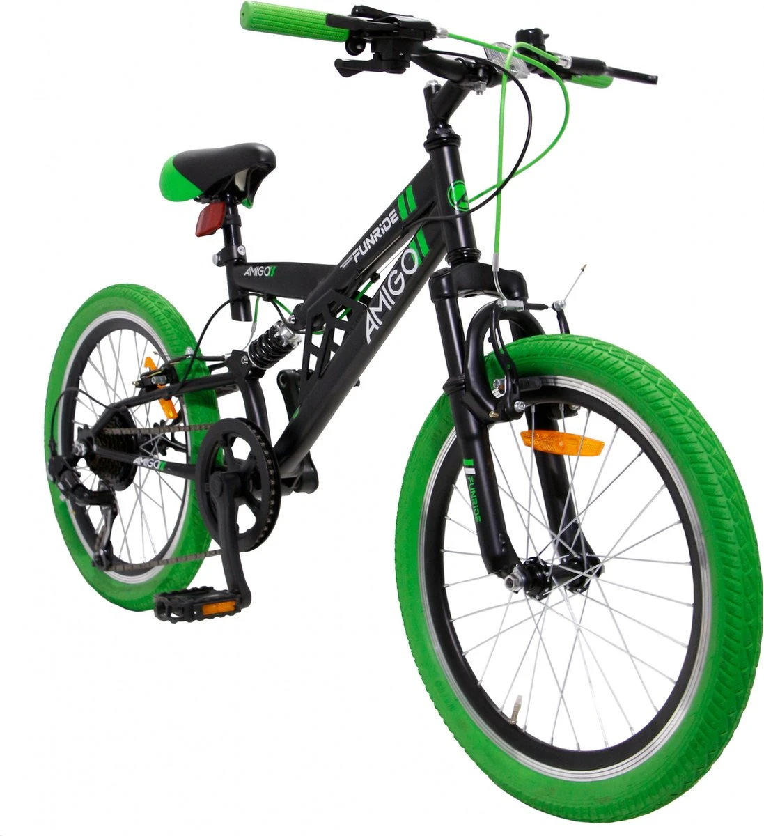 Amigo Fun Ride - Mountainbike 20 Inch - Voor Jongens En Meisjes - Met 7 Versnellingen - Zwart/Groen 4 Amigo Fun Ride - Mountainbike 20 Inch - Voor Jongens En Meisjes - Met 7 Versnellingen - Zwart/Groen - Image 2