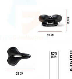 Voltano City / Tour Fietszadel - Comfortabel Gel Zadel - Met Uitsparing - Unisex - Zwart - Elastomeren Vering Voor Extra Comfort -Fietsenwinkel 1099x1200