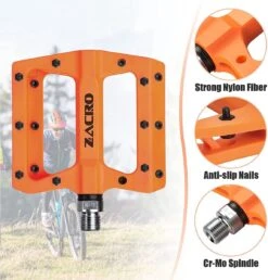 Zacro Fietspedalen - Nylon Antislip Mountainbike Pedalen - Platformpedalen - 9/16 - 2 Lagers - Antislip Waterdicht Anti Stof - Oranje -Fietsenwinkel 1147x1200 1