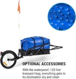 Klarfit Follower Fietsaanhanger Set - Fietskar 16" Luchtband - Aanhangwagen 35 Kg Belastbaarheid - Transporttas 120 Liter -Fietsenwinkel 1147x1200