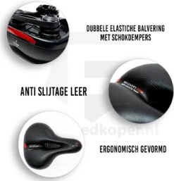 Voltano Fietszadel Met Gelpads - Zwart/Rood - Uitsparing - Zadelvering - Unisex - Incl. Gratis Zadelstrop -Fietsenwinkel 1153x1200 1