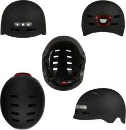 Fietshelm- Met Voor- En Achterlicht-Skatehelm -Maat-M-54 Tot 57 Cm-Helm Mat-Zwart - LED Verlichting -Fietsenwinkel 1164x1200 2