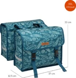 New Looxs Fiori Double Forest Dubbele Fietstas - 30 Liter - Blauw -Fietsenwinkel 1169x1200