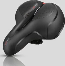 Voltano Fietszadel Met Gelpads - Zwart/Rood - Uitsparing - Zadelvering - Unisex - Incl. Gratis Zadelstrop -Fietsenwinkel 1182x1200