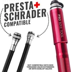 PRO BIKE TOOL Mini Luchtpomp Fiets, Fietspomp Voor Alle Ventielen (Presta & Schrader), Hoge Druk Tot 6,9 Bar / 100 PSI, Betrouwbare, Compacte & Lichtgewicht Framepomp, Pomp Voor Racefiets & Mountainbike. -Fietsenwinkel 1187x1200