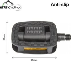 Fiets Pedalen Inclusief Bevestiging Gereedschap - Anti Slip - Trappers Voor Fiets Met Reflector - 14.2mm Schroefdraad - 9/16 Inch -Zwart -Fietsenwinkel 1200x1046 2