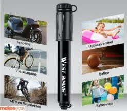 Fietspomp Racefiets | Mini Fietspomp | Met Flexible Slang | 8 Bar | Zwart -Fietsenwinkel 1200x1047