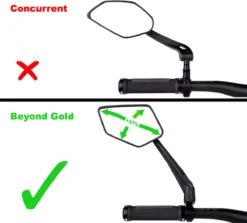 Beyond Gold - Fietsspiegel - Links - Reflectie Strip - E Step - Elektrische Fiets - Mountain Bike - Incl Grote Kijkhoek - Achteruitkijkspiegel - 360º Verstelbaar - Multifunctioneel - Incl Inbussleutel - Fiets Spiegel -Fietsenwinkel 1200x1083