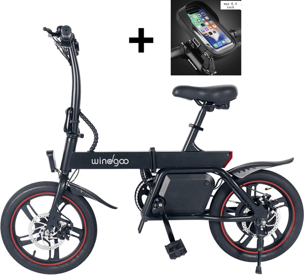 Merkloos Windgoo B20 PRO - E Bike - Elektrische Fiets - 16 Inch - 250W - 7.8Ah Batterij - Max. 25km/u - Zwart - Incl. GSM Houder 3 Merkloos Windgoo B20 PRO - E Bike - Elektrische Fiets - 16 Inch - 250W - 7.8Ah Batterij - Max. 25km/u - Zwart - Incl. GSM Houder