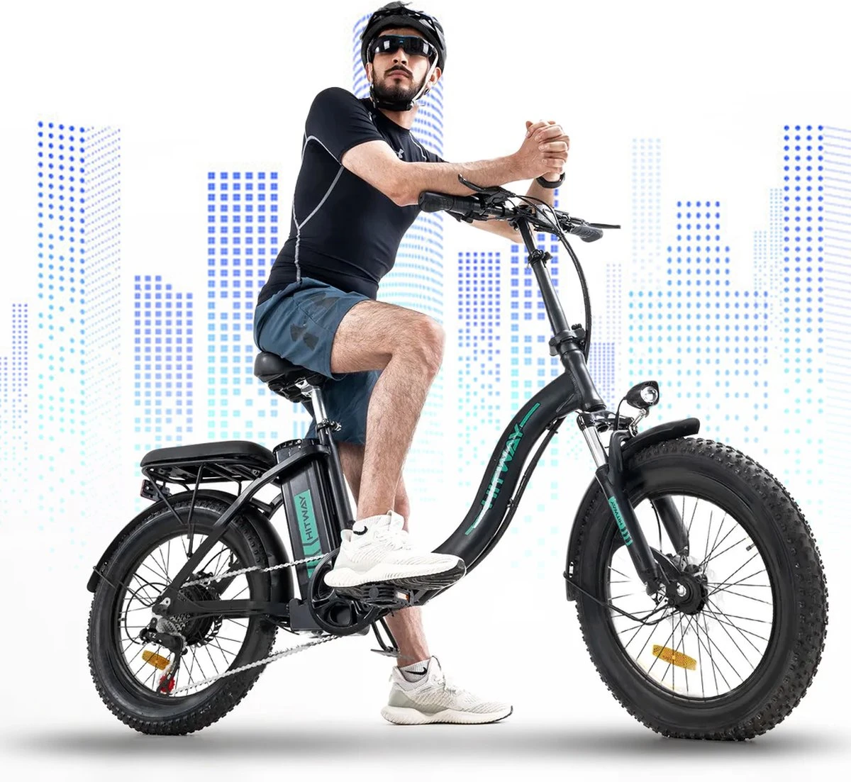 HITWAY E-Bike Elektrische Fiets 20 Inch Fat Tire E-Bicycle Vouwfiets, 250 W/36 V/11,2 Ah Accu, Max. Bereik Tot 35-90 Km, Offroad-mountainbike Met Shimano 7-versnellingen, City EBike Met Slot 2 HITWAY E-Bike Elektrische Fiets 20 Inch Fat Tire E-Bicycle Vouwfiets, 250 W/36 V/11,2 Ah Accu, Max. Bereik Tot 35-90 Km, Offroad-mountainbike Met Shimano 7-versnellingen, City EBike Met Slot