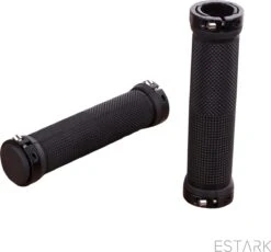ESTARK® - Fietshandvatten - Lock-On - Handvatten - Universeel - Fiets – Mountainbike – Professioneel - Grips - Extra Grip – Fietshandvaten -Handvaten - Handig Te Monteren - Anti-slip – Fietsen – Stuur – Bikegrips – Lock-on Aanspanbaar - Zwart - LO-zw -Fietsenwinkel 1200x1118