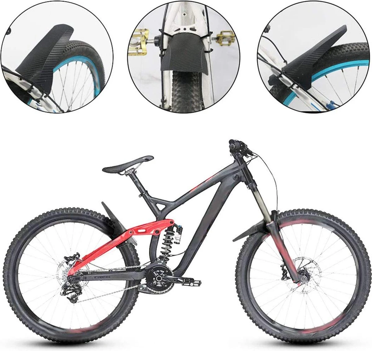Set Van 2 - Universeel Spatborden - Inclusief Bevestiging Materiaal - Tie Wraps - Mountainbike Spatbord -Verstelbare Voor + Achter MTB Spatbord Set - Compatibel Met 20 "/24"/26 "/27.5"/29" Fiets - MBT Spatborden - 3D Carbon Patroon - Zwart 5 Set Van 2 - Universeel Spatborden - Inclusief Bevestiging Materiaal - Tie Wraps - Mountainbike Spatbord -Verstelbare Voor + Achter MTB Spatbord Set - Compatibel Met 20 "/24"/26 "/27.5"/29" Fiets - MBT Spatborden - 3D Carbon Patroon - Zwart - Image 3