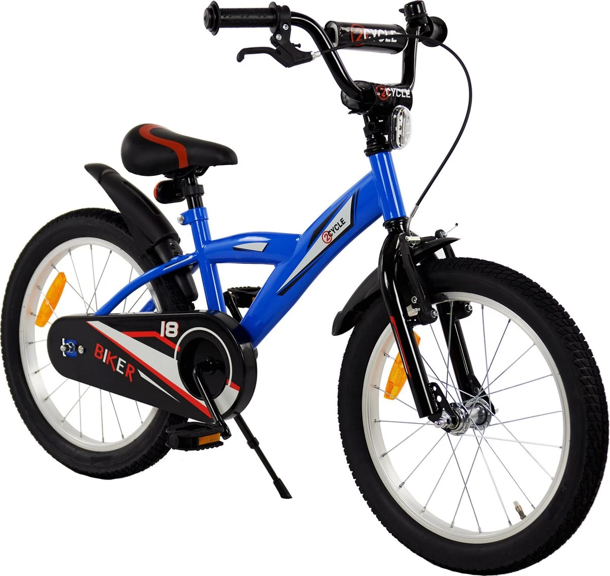 2Cycle Biker Kinderfiets - 18 Inch - Blauw - Jongensfiets 3 2Cycle Biker Kinderfiets - 18 Inch - Blauw - Jongensfiets