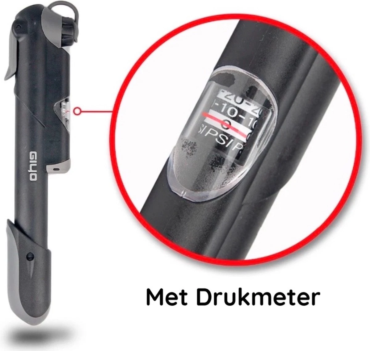 Giyo Fietspomp Mini - Fietspomp Met Drukmeter - Pomp Fiets Mini - 8.3 Bar - Inclusief Naaldventiel En Fietsbandreparatieset 4 Giyo Fietspomp Mini - Fietspomp Met Drukmeter - Pomp Fiets Mini - 8.3 Bar - Inclusief Naaldventiel En Fietsbandreparatieset - Image 2