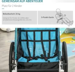 HOMCOM 3-in-1 Kinderaanhanger Jogger Fietskar Voor 2 Kinderen Aluminium 440-018 -Fietsenwinkel 1200x1145 2