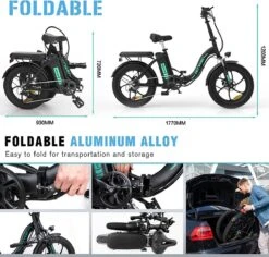 Hitway BK6 Elektrische Fiets | Opvouwbare E-bike | 20 Inch Fat Tire | 350W Motor | 10Ah | Zwart/Groen -Fietsenwinkel 1200x1147 6