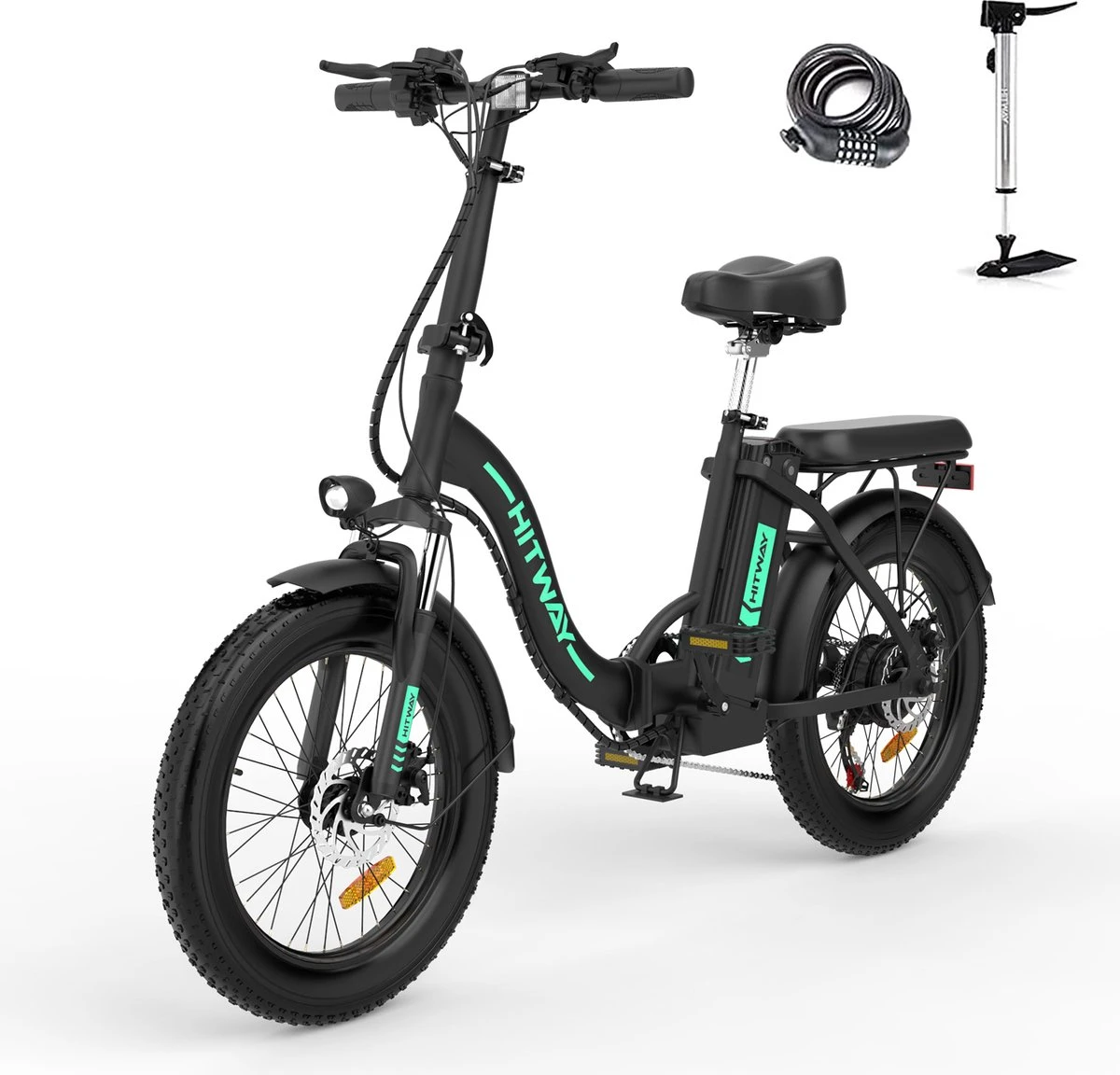 HITWAY E-Bike Elektrische Fiets 20 Inch Fat Tire E-Bicycle Vouwfiets, 250 W/36 V/11,2 Ah Accu, Max. Bereik Tot 35-90 Km, Offroad-mountainbike Met Shimano 7-versnellingen, City EBike Met Slot 3 HITWAY E-Bike Elektrische Fiets 20 Inch Fat Tire E-Bicycle Vouwfiets, 250 W/36 V/11,2 Ah Accu, Max. Bereik Tot 35-90 Km, Offroad-mountainbike Met Shimano 7-versnellingen, City EBike Met Slot - Image 2