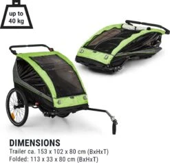 Klarfit Kiddy King Fietskar Voor Kinderen - Fietsaanhanger Voor 1 Tot 2 Kinderen Vanaf 12 Maanden - Joggerbuggy - Met Gaas En Regehoes - Inclusief Opbergruimte -Fietsenwinkel 1200x1153 2