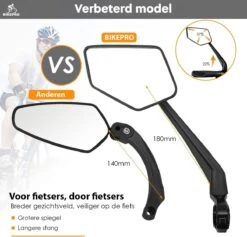 BikePro Verstelbare Fietsspiegel Set Incl. Reflectoren - Links & Rechts - Achteruitkijkspiegel Fiets - Geschikt Voor E Bike, Fiets, Motor, Step -Fietsenwinkel 1200x1153 4