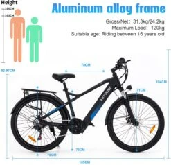 HITWAY 26" Elektrische Mountainbike, 35-70KM Power Assist-fietsen Voor Mannen En Vrouwen， 48V/7,5Ah/250W Krachtige E-bike -Fietsenwinkel 1200x1156 7