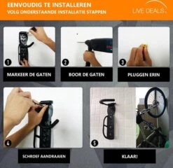 Merkloos Fiets Ophangsysteem | Fietshaak | Muurbeugel Fiets | Fiets Ophangbeugel | Fietsbeugel | Fietsenrek | Fiets Ophangen | Tot 25 KG -Fietsenwinkel 1200x1165 4