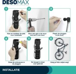 Fiets Ophangsysteem Ophangbeugel En Muurbeugel DesoMax® Muurhaak - Muurbevestiging Voor Met De Wiel Aan De Muur - Wandhouder - Fietshaak -Fietsenwinkel 1200x1166 3