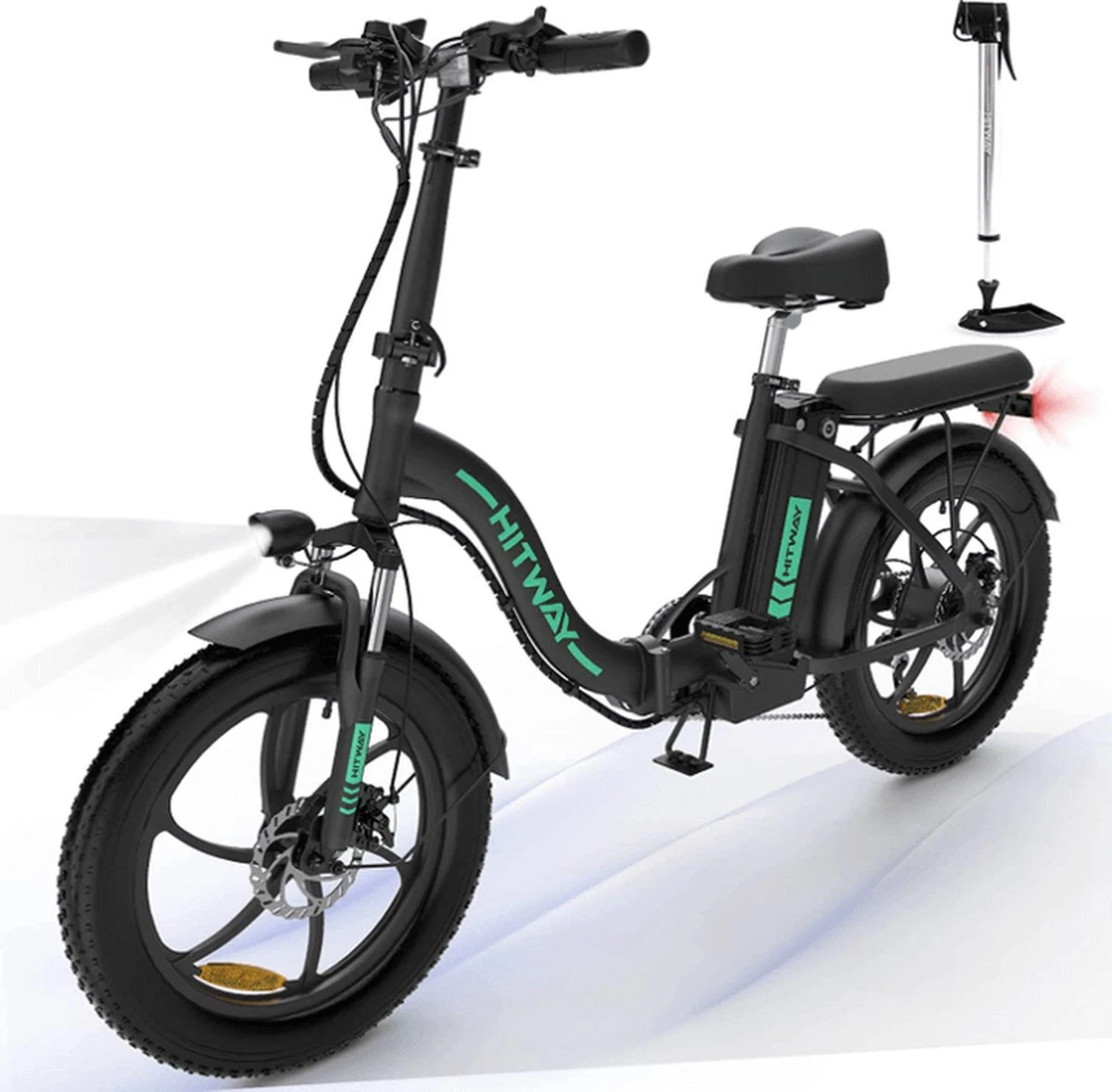 HITWAY E-bike Elektrische Fiets 20" Vouwfiets Met Dikke Banden, 250W/36V/11,2Ah Accu, 35-90 Km, Offroad-mountainbike Met Shimano 7 Versnellingen, CityBike Voor Heren En Dames 9 HITWAY E-bike Elektrische Fiets 20" Vouwfiets Met Dikke Banden, 250W/36V/11,2Ah Accu, 35-90 Km, Offroad-mountainbike Met Shimano 7 Versnellingen, CityBike Voor Heren En Dames - Image 7