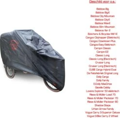 Bakfietshoes Voor Grotere / Elektrische Bakfiets (met Huif) - Red Label O.a. Bestemd Als: Babboe Hoes : Cruiser Hoes : Dolly Hoes : Vogue Hoes : Urban Arrow Family Hoes -Fietsenwinkel 1200x1182