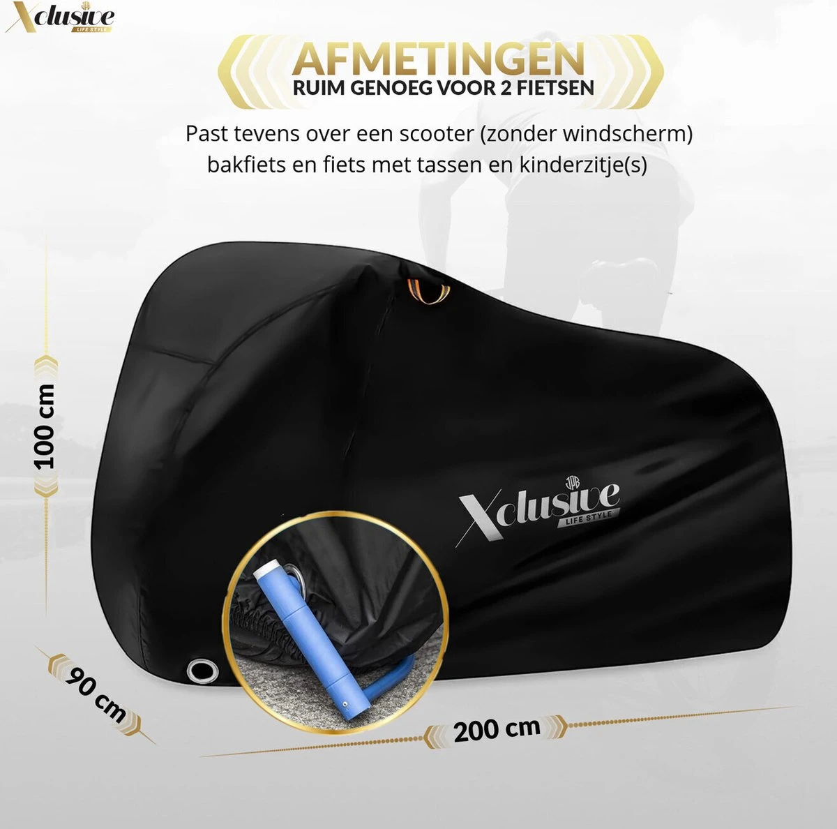 Xclusive-lifestyle® Fietshoes XXL - Universeel - 1 Of 2 Fietsen - Ultra Oxford 420D Zeer Sterk En Extra Dik - Bakfietshoes - Fietscover - Waterdichte PU Coating - Met Opbergtas En Zadelhoes 13 Xclusive-lifestyle® Fietshoes XXL - Universeel - 1 Of 2 Fietsen - Ultra Oxford 420D Zeer Sterk En Extra Dik - Bakfietshoes - Fietscover - Waterdichte PU Coating - Met Opbergtas En Zadelhoes - Image 11