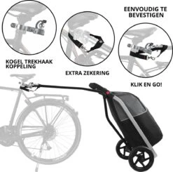 Shoppingcruiser 2 In 1 Boodschappentrolley Voor Achter De Fiets - Fietskar - Robuuste Boodschappenwagen - Allround Bagagekar -Fietsenwinkel 1200x1188 6