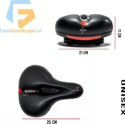 Voltano Fietszadel Met Gelpads - Zwart/Rood - Uitsparing - Zadelvering - Unisex - Incl. Gratis Zadelstrop -Fietsenwinkel 1200x1188 8
