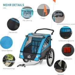 HOMCOM 3-in-1 Kinderaanhanger Jogger Fietskar Voor 2 Kinderen Aluminium 440-018 -Fietsenwinkel 1200x1189 4