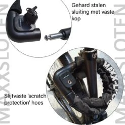 Maxx-Locks Bulls Kettingslot - Solid Pantserslot Uit Gehard Staal - Gebruik Slot Lock Motor Scooter Fiets Motorslot Scooterslot - Alternatief Voor Ketting Ringslot Cijferslot Kabelslot Beugelslot - Lengte 100CM Dikte 8MM - Zwart -Fietsenwinkel 1200x1194