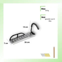 Merkloos Fiets Ophangsysteem -fietshaak- Muurbeugel Fiets- Ophangbeugel Fiets-Fietsbeugel Muur- Geschikt Voor Mountainbikes En Racefietsen- Max 30 Kg- Incl. Montagemateriaal Met Potlood- Geschikt Voor Stevige/gladde Muur -Fietsenwinkel 1200x1198 5