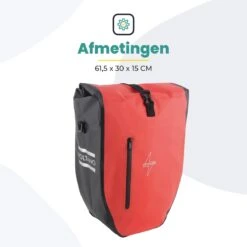 Voltano Luxe Fietstas 28L - Enkele Pakaftas - Zwart / Rood - 100% Waterdicht - Gratis Schouderband -Fietsenwinkel 1200x1200 111