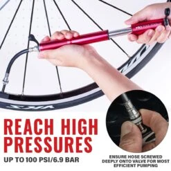 PRO BIKE TOOL Mini Luchtpomp Fiets, Fietspomp Voor Alle Ventielen (Presta & Schrader), Hoge Druk Tot 6,9 Bar / 100 PSI, Betrouwbare, Compacte & Lichtgewicht Framepomp, Pomp Voor Racefiets & Mountainbike. -Fietsenwinkel 1200x1200 146