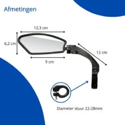 Fietsspiegel - Fietsspiegel Ebike - Links - Achteruitkijkspiegel - Fietsspiegel Op Stuur - Fiets Spiegel - Verstelbaar - Zwart - Stuurbevestiging - EJC Products -Fietsenwinkel 1200x1200 513
