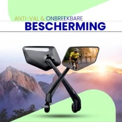 Beyond Gold - Fietsspiegel - Links - Reflectie Strip - E Step - Elektrische Fiets - Mountain Bike - Incl Grote Kijkhoek - Achteruitkijkspiegel - 360º Verstelbaar - Multifunctioneel - Incl Inbussleutel - Fiets Spiegel -Fietsenwinkel 1200x1200 517