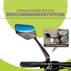 Beyond Gold - Fietsspiegel - Links - Reflectie Strip - E Step - Elektrische Fiets - Mountain Bike - Incl Grote Kijkhoek - Achteruitkijkspiegel - 360º Verstelbaar - Multifunctioneel - Incl Inbussleutel - Fiets Spiegel -Fietsenwinkel 1200x1200 518