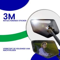 Beyond Gold - Fietsspiegel - Links - Reflectie Strip - E Step - Elektrische Fiets - Mountain Bike - Incl Grote Kijkhoek - Achteruitkijkspiegel - 360º Verstelbaar - Multifunctioneel - Incl Inbussleutel - Fiets Spiegel -Fietsenwinkel 1200x1200 520