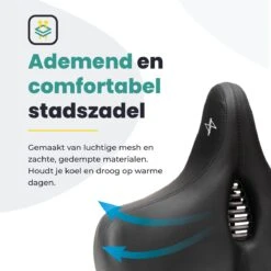 Voltano City XXXL Fietszadel Met Uitsparing – Unisex Extra Breed Fietszadel – Tegen Zadelpijn – 100% Waterdicht – Incl. Gratis Zadelstrop - Zwart -Fietsenwinkel 1200x1200 707