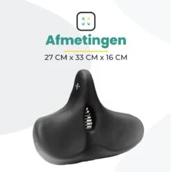 Voltano City XXXL Fietszadel Met Uitsparing – Unisex Extra Breed Fietszadel – Tegen Zadelpijn – 100% Waterdicht – Incl. Gratis Zadelstrop - Zwart -Fietsenwinkel 1200x1200 708
