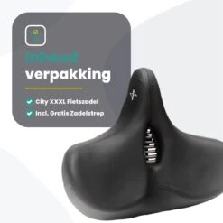Voltano City XXXL Fietszadel Met Uitsparing – Unisex Extra Breed Fietszadel – Tegen Zadelpijn – 100% Waterdicht – Incl. Gratis Zadelstrop - Zwart -Fietsenwinkel 1200x1200 709