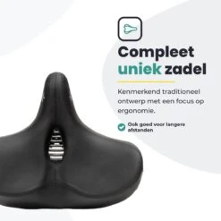 Voltano City XXXL Fietszadel Met Uitsparing – Unisex Extra Breed Fietszadel – Tegen Zadelpijn – 100% Waterdicht – Incl. Gratis Zadelstrop - Zwart -Fietsenwinkel 1200x1200 710