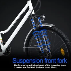 HITWAY 26 Inch E-bike, Elektrische Fiets Voor Heren En Dames, Pedelec Stadsfietsen, 250 W Motor, 36 V/11,2 Ah E-bike, Shimano 7 Versnellingen, 35-90 Km| Wit / Blauw -Fietsenwinkel 1200x1200 783