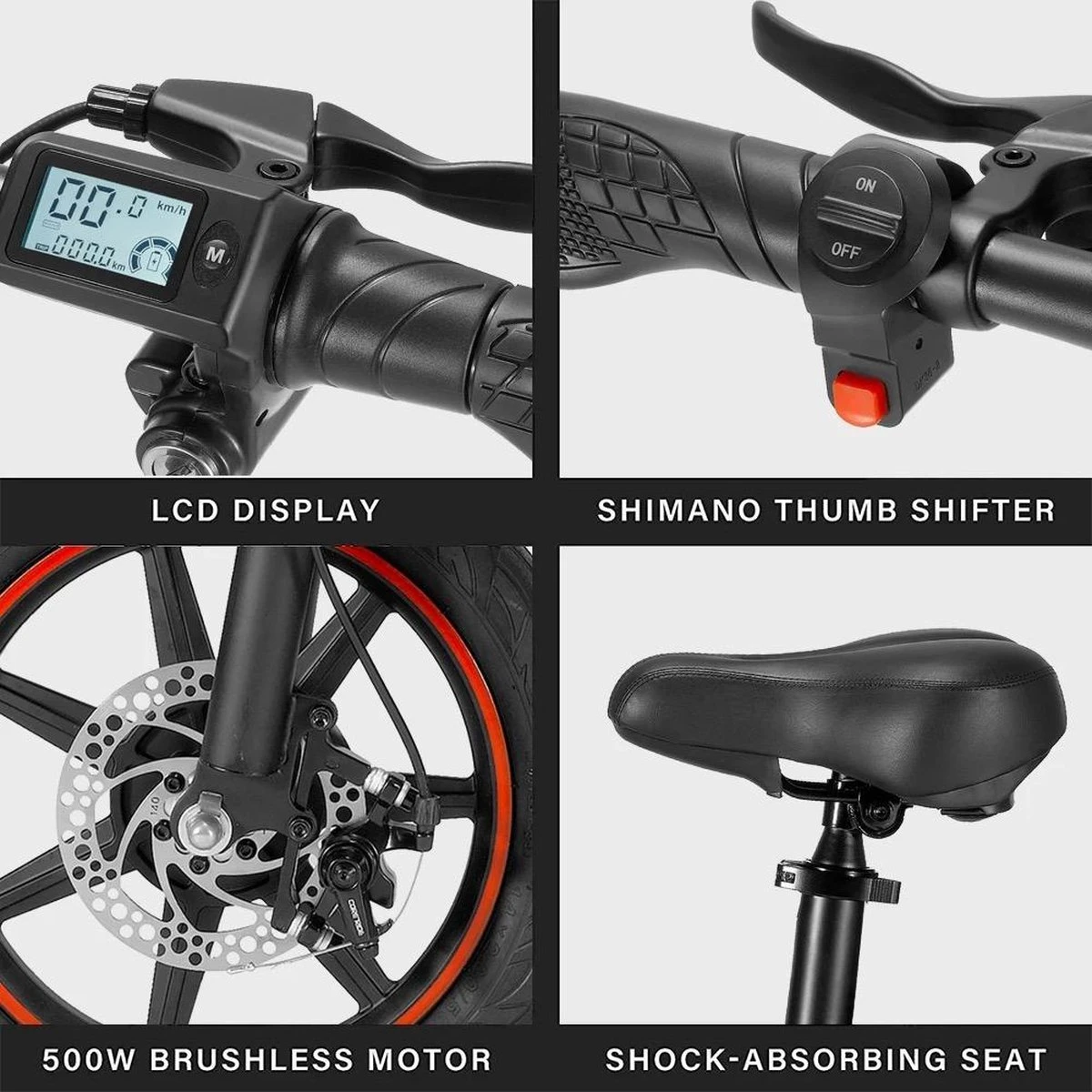 OUXI - V5 - 16 Inch - Elektrische Fiets - E Bike - Elektrische Vouwfiets - APP IOS/ Android - 500W Motor - 15Ah Lithuim Ion Batterij - Zwart 12 OUXI - V5 - 16 Inch - Elektrische Fiets - E Bike - Elektrische Vouwfiets - APP IOS/ Android - 500W Motor - 15Ah Lithuim Ion Batterij - Zwart - Image 10