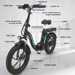 Hitway BK6 Elektrische Fiets | Opvouwbare E-bike | 20 Inch Fat Tire | 350W Motor | 10Ah | Zwart/Groen -Fietsenwinkel 1200x1200 852